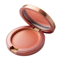 standout mid-century A compact of blush, peachy pink shade, subtle shimmer, open, soft lighting, top-down view, with transparent background,high-resolution product photography detailed png