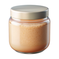 dynamic immaculate A jar of exfoliating scrub, visible grains, pastel color, soft lighting, with transparent background,high-resolution product photography gallery standard png