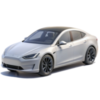 striking quintessential Tesla Model S Plaid, pearl white paint, minimalist style, studio lighting, side view, isolateon transparent background,high-resolution product photography png