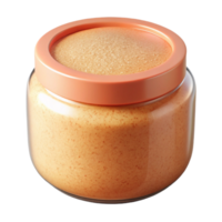 sought-after impressionist A jar of exfoliating scrub, visible grains, pastel color, soft lighting, with transparent background,high-resolution product photography luxury png