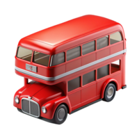 dazzling vintage Classic reLondon double-decker bus, highly detailed, glossy finish, front view, studio lighting, isolateon transparent background,high-resolution product photography premium png
