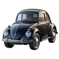 remarkable traditional Classic black Volkswagen Beetle, glossy finish, chrome details, front view, soft lighting, isolateon transparent background,high-resolution product photography authentic png