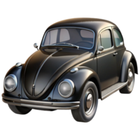glorious minimalist Classic black Volkswagen Beetle, glossy finish, chrome details, front view, soft lighting, isolateon transparent background,high-resolution product photography museum quality png