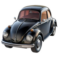 spectacular unforgettable Classic black Volkswagen Beetle, glossy finish, chrome details, front view, soft lighting, isolateon transparent background,high-resolution product photography png