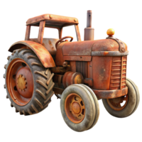 tranquil alluring Rusty vintage tractor, weatherepaint, visible mechanical details, side view, soft lighting, isolateon transparent background,high-resolution product photography exclusive png