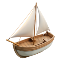 ongerepte houten zeilboot met wit zeilen, detailrigging Anhull, kant visie, zacht verlichting, isolatie transparant achtergrond, hoge resolutie Product fotografie galerij standaard- png