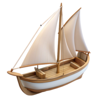 coveteelegant Wooden sailboat with white sails, detailerigging anhull, side view, soft lighting, isolateon transparent background,high-resolution product photography top-tier png