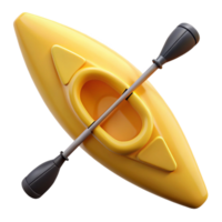 spectacular dynamic art deco Yellow kayak with paddles, matte finish, top-down view, studio lighting, isolateon transparent background,high-resolution product photography studio quality png
