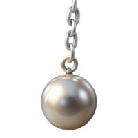 playful glorious A single pearl earring, dangling from a silver chain, iridescent sheen, soft lighting, side view, isolateon transparent background,high-resolution product photography studio quality png