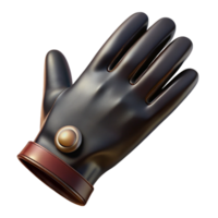 radiant playful impressionist A single leather glove, black, button closure, wrinkletexture, side view, dramatic lighting, isolateon transparent background,high-resolution product photography artisan png