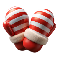 magnificent unparalleleA pair of knittemittens, reanwhite stripes, fluffy texture, soft lighting, top-down view, isolateon transparent background,high-resolution product photography png