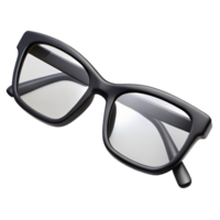 impressive timeless A pair of reading glasses, thin black frames, clear lenses, foldearms, top-down view, studio lighting, isolateon transparent background,high-resolution product photography png