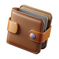 alluring surreal A leather wallet, brown, multiple carslots, folded, front view, studio lighting, isolateon transparent background,high-resolution product photography luxury png
