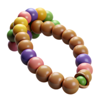 dramatic vibrant A wooden beadenecklace, multi-colorebeads, knottestring, soft lighting, with transparent background,high-resolution product photography top-tier png