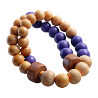 beautiful mysterious tropical A wooden beadenecklace, multi-colorebeads, knottestring, soft lighting, with transparent background,high-resolution product photography museum quality png