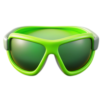 alluring sought-after A pair of sports sunglasses, neon green frames, mirrorelenses, curvedesign, front view, studio lighting, with transparent background,high-resolution product photography png
