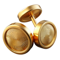 unparallelemid-century A pair of cufflinks, gold, circular shape, engravepattern, studio lighting, top-down view, isolateon transparent background,high-resolution product photography handcrafted png