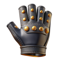 magnificent bohemian A single fingerless glove, black leather, studdedetails, side view, dramatic lighting, with transparent background,high-resolution product photography masterfully captured png