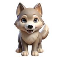 wonderful gothic Wolf pup, playful expression, fluffy fur, soft lighting, front view, icon style, isolateon transparent background,high-resolution product photography high quality png