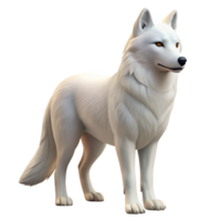 ethereal impressive Arctic wolf, pure white fur, alert posture, studio lighting, side view, hyperrealistic, isolateon transparent background,high-resolution product photography artisan png