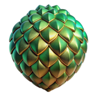 beautiful memorable Single iridescent dragon scale, emeralgreen with golveining, rough texture, dramatic lighting, isolateon transparent background,high-resolution product photography png