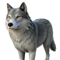 playful extraordinary Grey wolf, intense gaze, detailefur, soft lighting, photorealistic, isolateon transparent background,high-resolution product photography ultra HD png