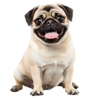 Cute Pug with a Happy Face on Transparent Background png
