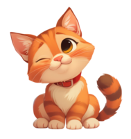 Winking kitten cartoon character illustration. Cute sitting kitty illustration isolated on transparent background png