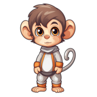 A smiling cartoon monkey wearing a tracksuit poses for viewing png