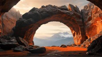 An image of a cave with a large arch photo