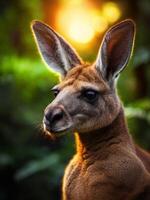A kangaroo with its head turned to the side photo