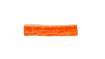 Top view of uncooked crab stick made from processed fish isolated on transparent background png
