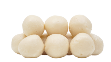 Uncooked fish ball made from processed fish paste or surimi isolated on transparent background png