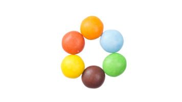 Chocolate coated colorful candies with crunchy and vibrant sugar shell and chocolate center isolated on transparent background png