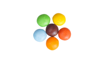Chocolate coated rainbow candies with a thin and crunchy sugar shell isolated on transparent background png