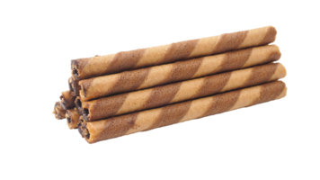 Delicious chocolate wafer rolls with a light and airy crunch isolated on transparent background png