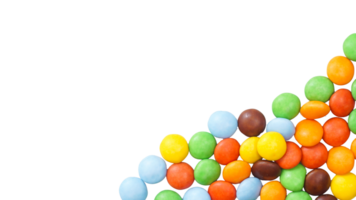 Chocolate filled colorful candies with a crunchy and sugary shell isolated on transparent background png