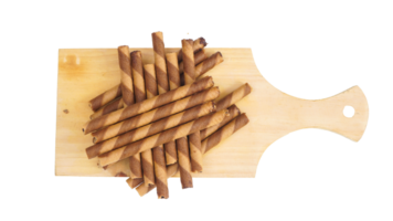 Cocoa filled wafer rolls with a crispy texture isolated on transparent background png