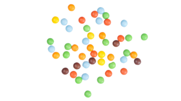 Chocolate coated candies with a crispy sugar shell and rich cocoa core isolated on transparent background png