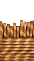 Classic chocolate wafer rolls with a delicate crunch isolated on transparent background png