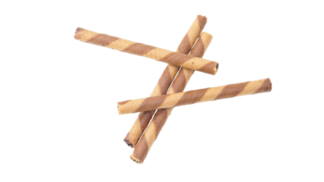 Chocolate wafer rolls stacked neatly isolated on transparent background png