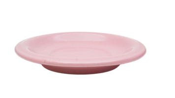 Empty round pink coffee plate isolated on transparent background png