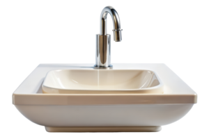 Stylish wash basin with modern faucet design isolated on a transparent background png