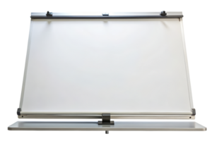 Large whiteboard with adjustable stand for presentations isolated on a transparent background png