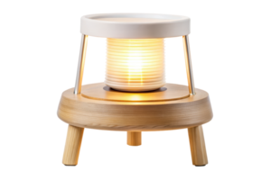 Elegant lamp with wooden base and soft light isolated on a transparent background png