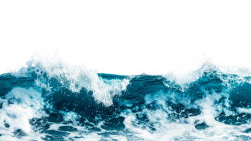 Crashing wave with foam and sea spray creates dynamic visual, cut out transparent png