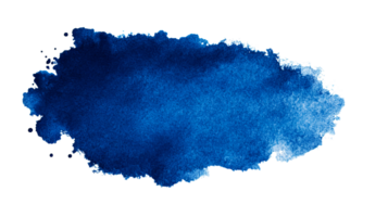 Dark blue watercolor stain design element, abstract blot, cut out transparent png