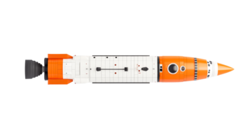 Spaceship model isolated, craft project detail, aerospace concept, cut out transparent png