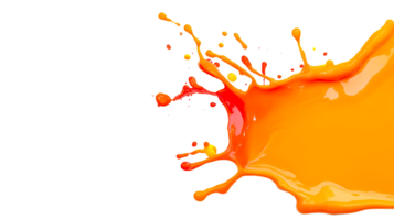 Orange paint explosion, vibrant splash, abstract liquid design, cut out transparent png