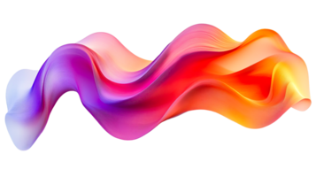 Wavy gradient ribbon, fluid abstract shape, color transition, cut out transparent png